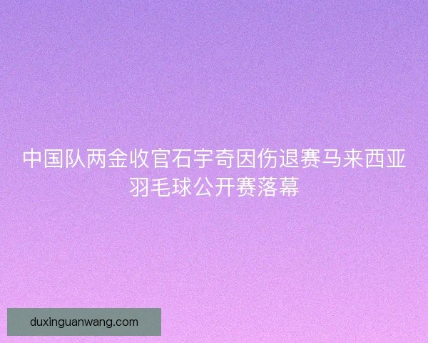 中国队两金收官石宇奇因伤退赛马来西亚羽毛球公开赛落幕